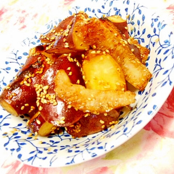 ❤氷蒟蒻と薩摩芋の胡麻・蜂蜜醤油炒め❤
